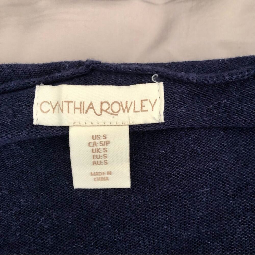 Cynthia Rowley Open Hooded Linen Blend Navy Blue Duster Cardigan Women’s Size S - Picture 2 of 6